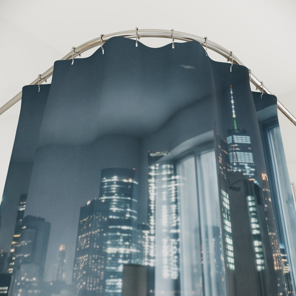 Shower Curtain - Midnight City Skyline | Echovira Gallery