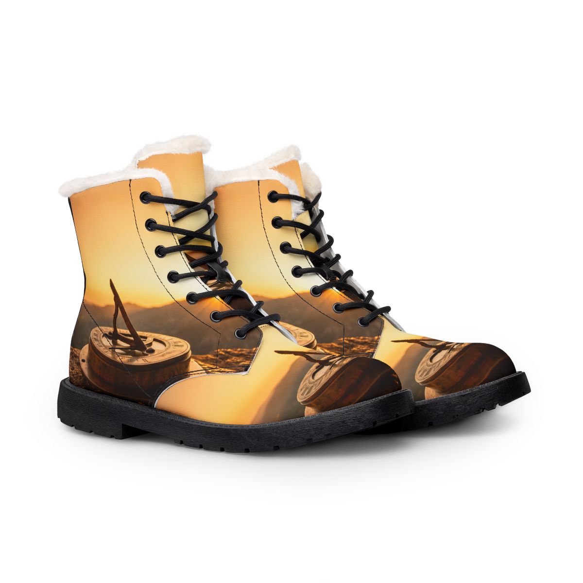 Women's Fur Leather Boots - Golden Sundial Vista | Echovira...