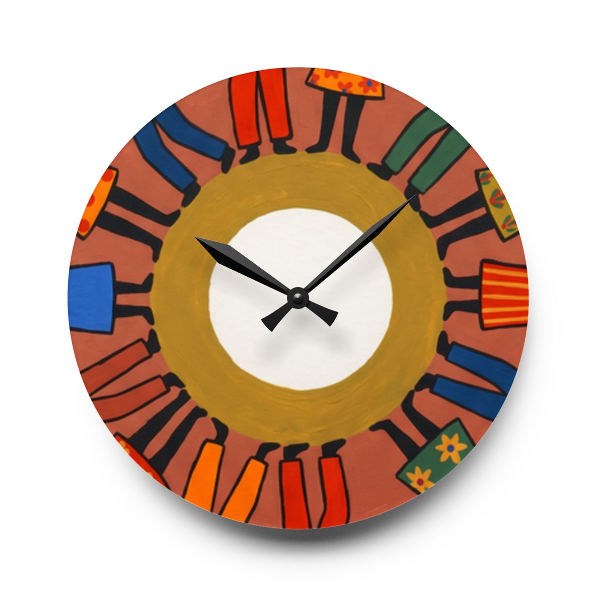 Acrylic Wall Clock - Unity Mandala Folk Art | Echovira...