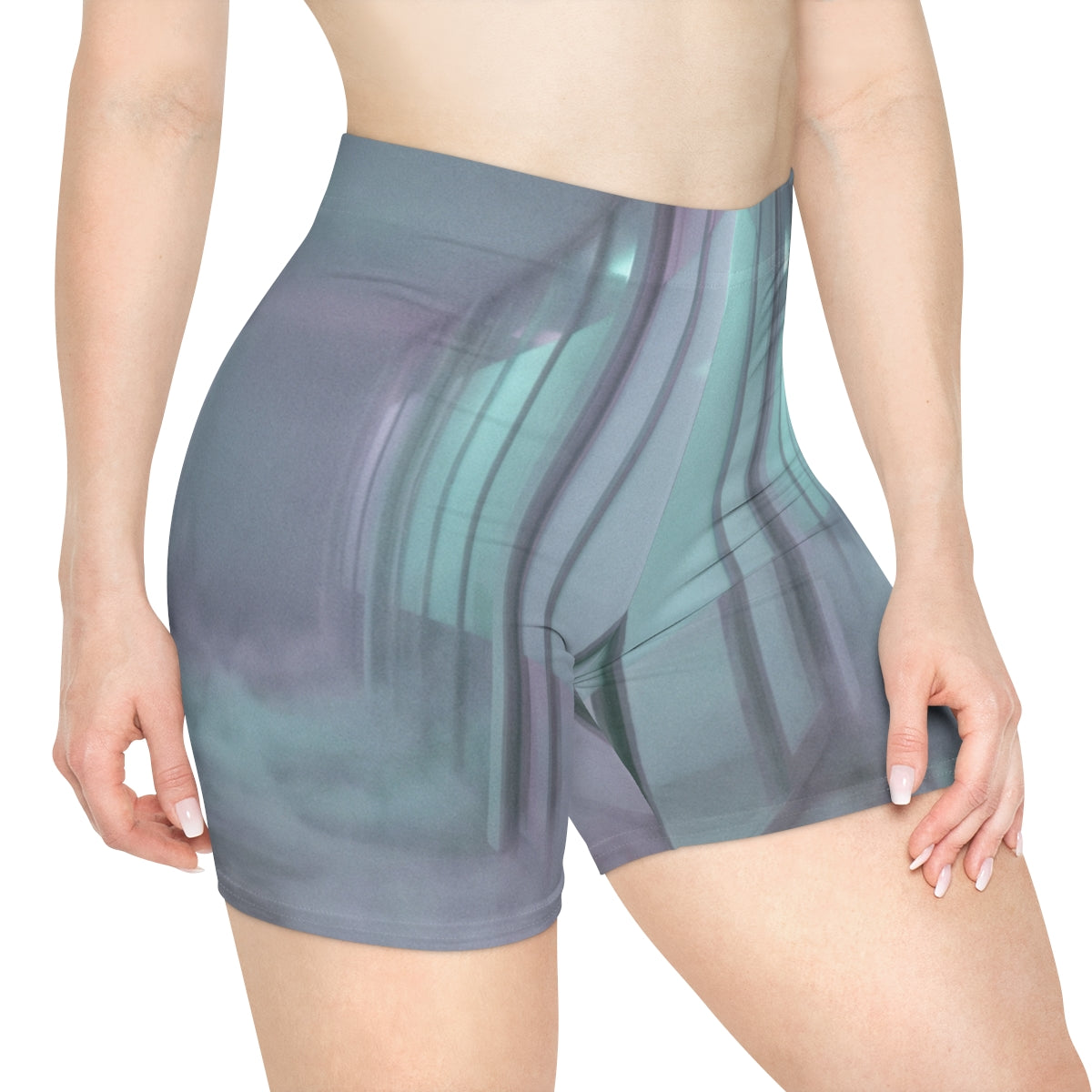 Women's Biker Shorts - Liminal Corridor Fog Art Print |...