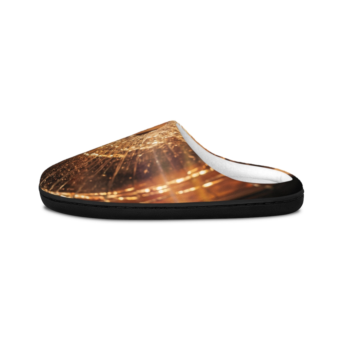 Men's Indoor Slippers - Golden Fracture Cinematic Glass Art...