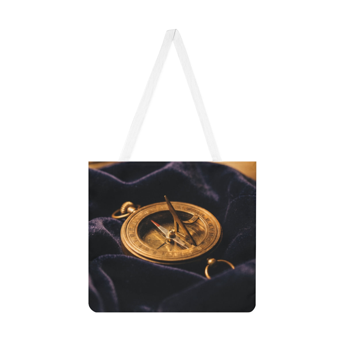 Vintage Brass Sundial Compass Shoulder Tote Bag