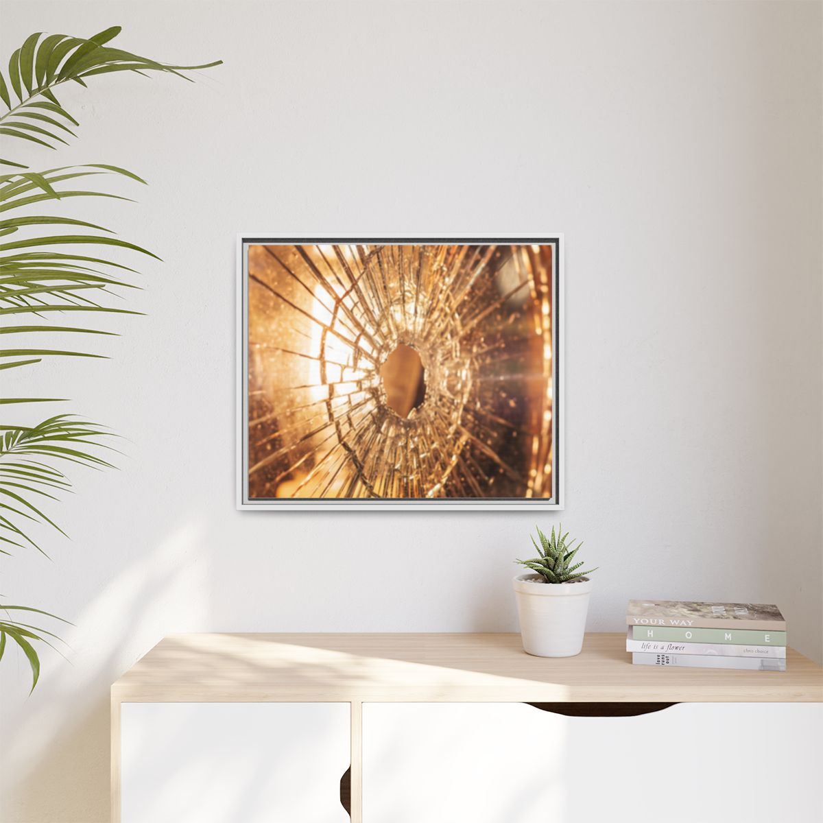 Matte Canvas, Framed - Golden Fractured Art — White / 1.25"...