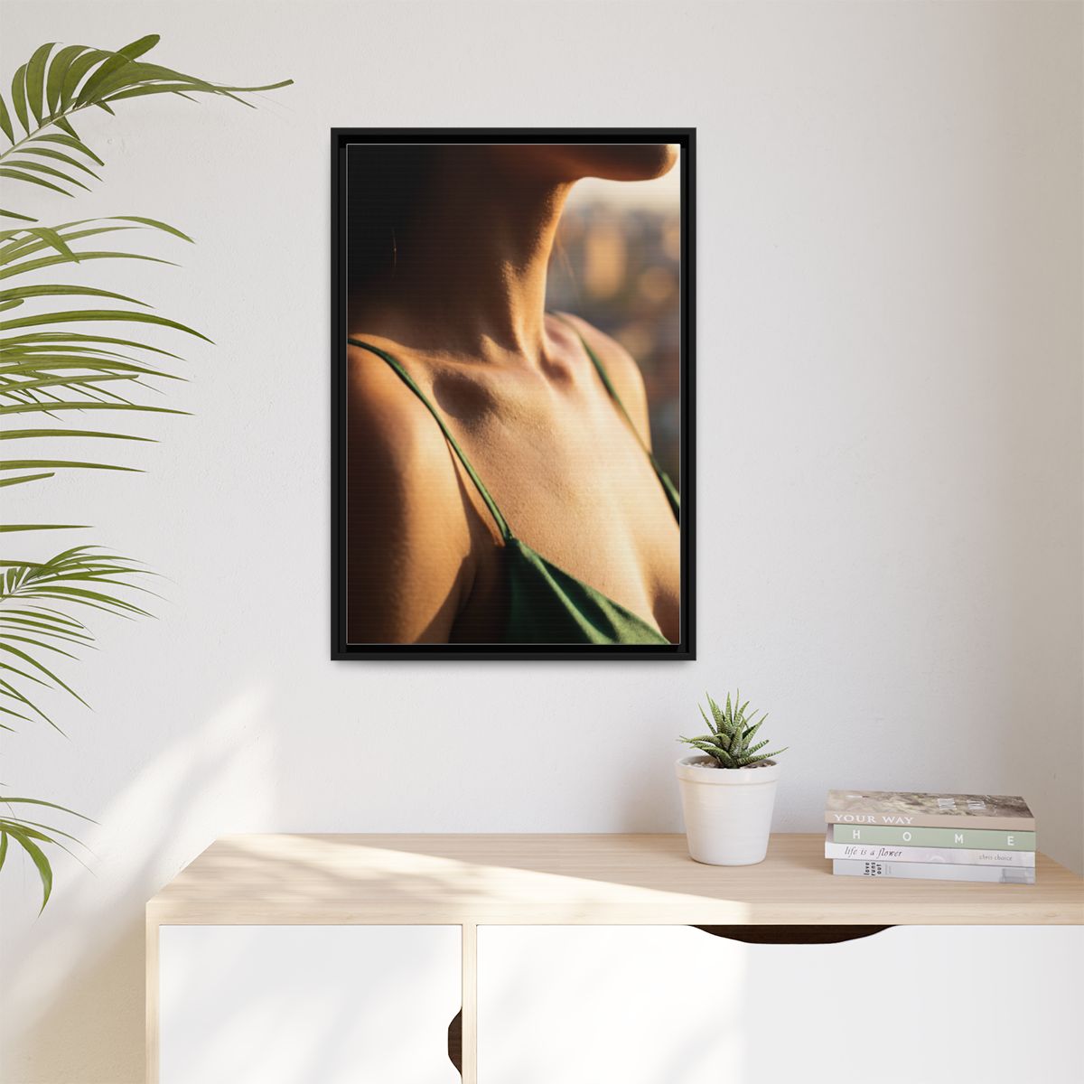 Golden Hour Matte Canvas - Framed Sunset Wall Art — Black /...