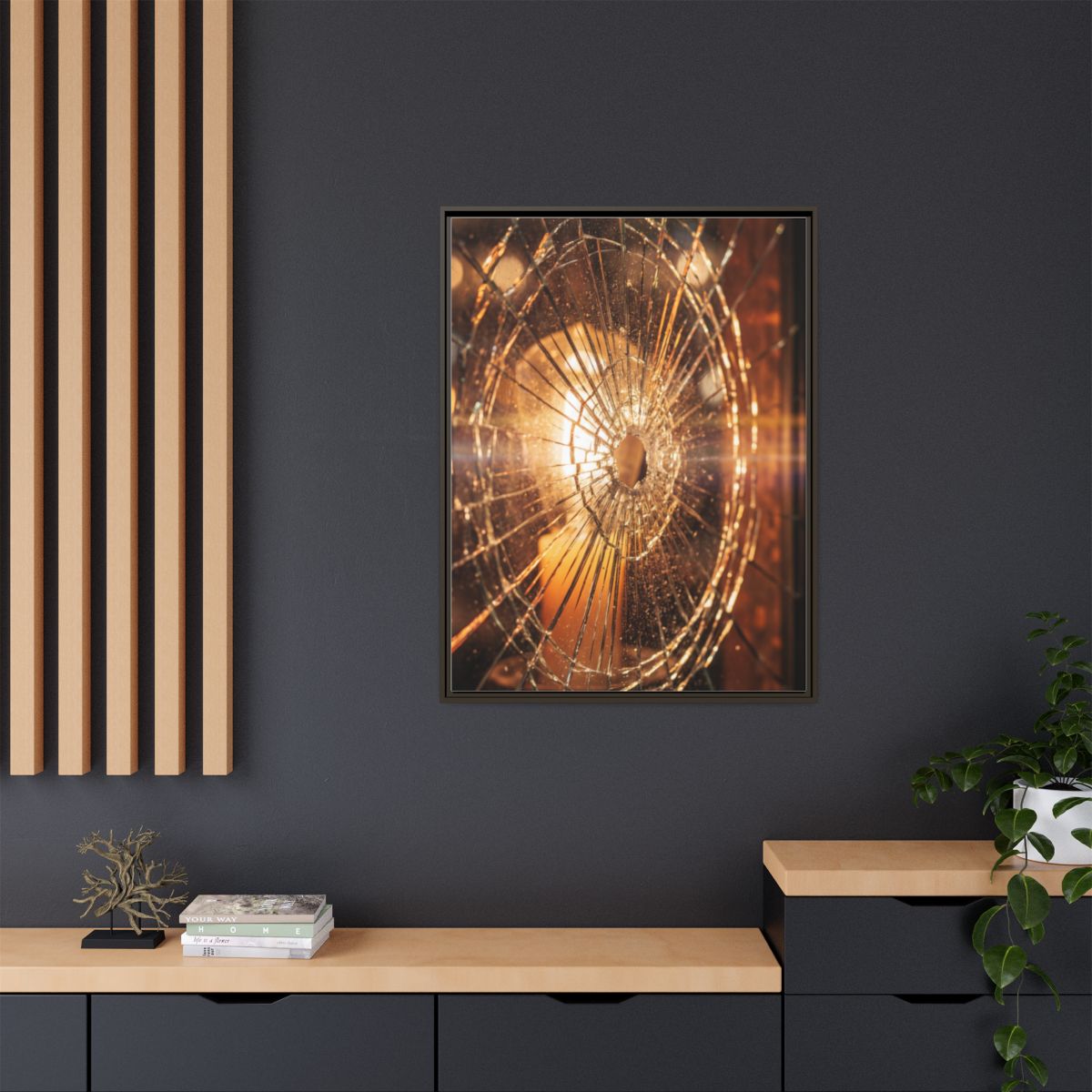 Matte Canvas, Framed - Golden Fractured Art — Espresso /......