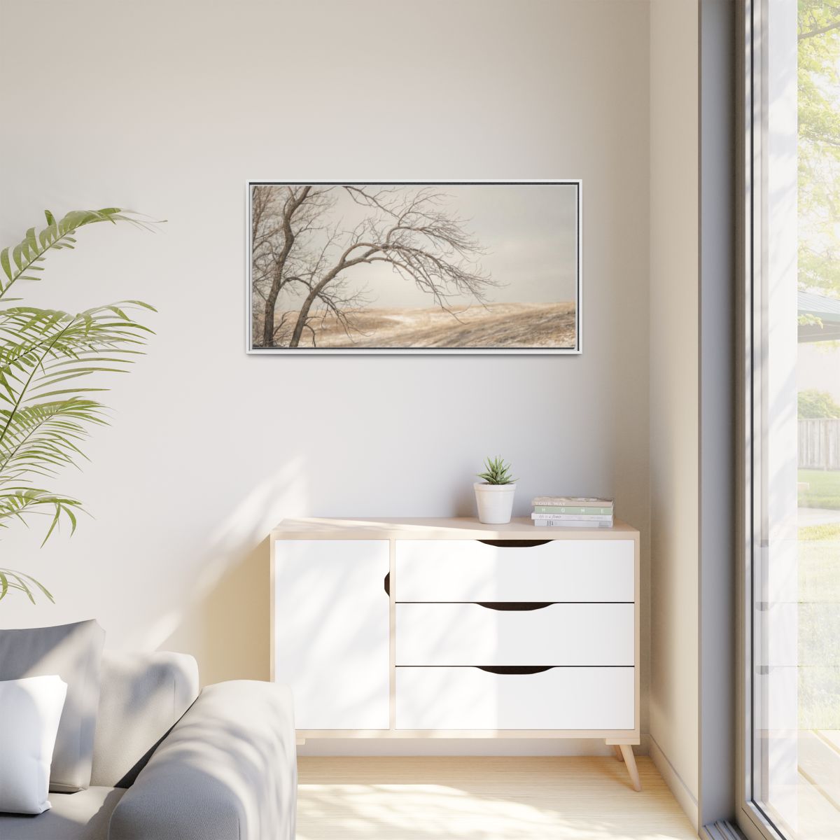 Matte Canvas, Framed - Winter Branch Solitude Landscape —......