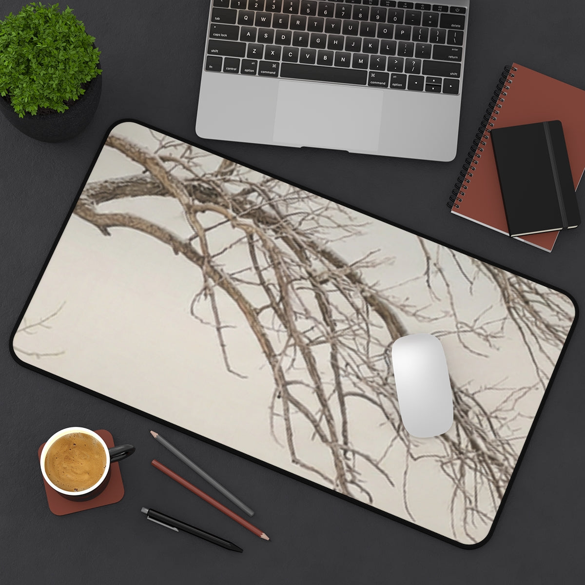 Desk Mat - Minimalist Winter Serenity