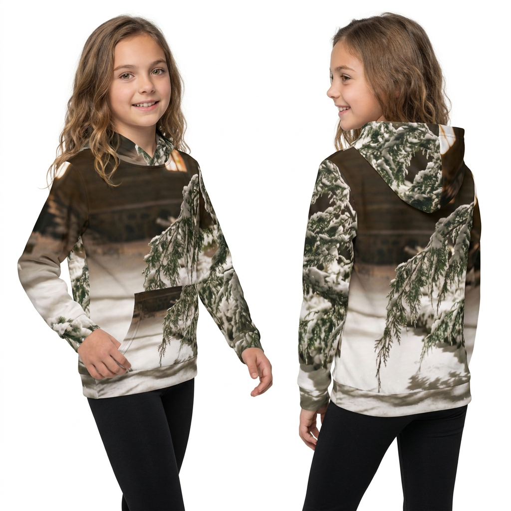 Felpa con cappuccio bambini baita innevata