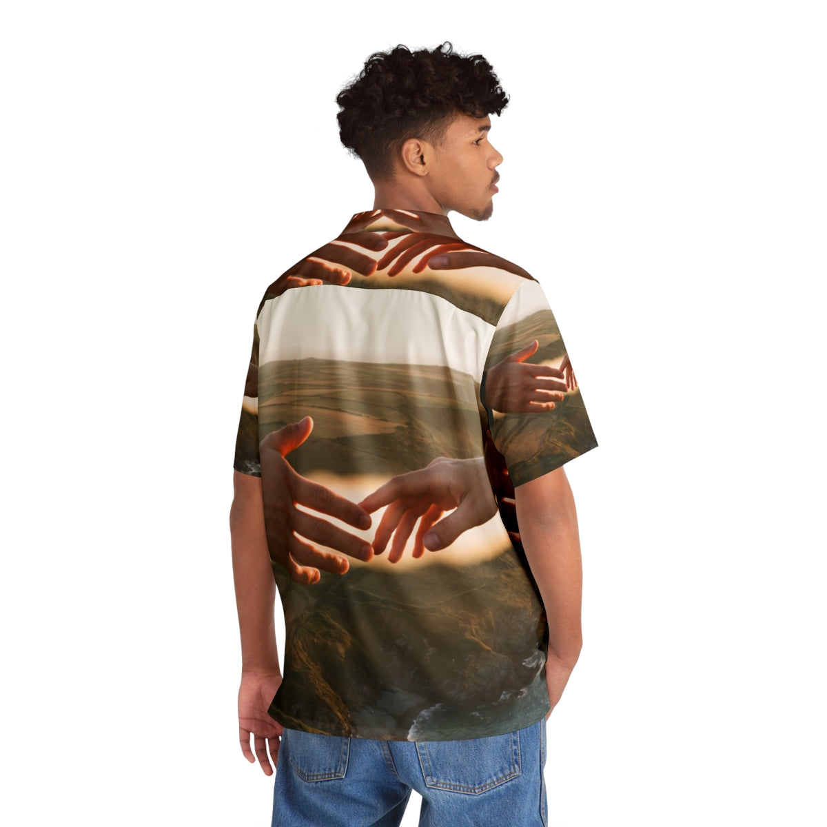 Men's Hawaiian Shirt - The Infinite Touch | Ethereal Coastal...