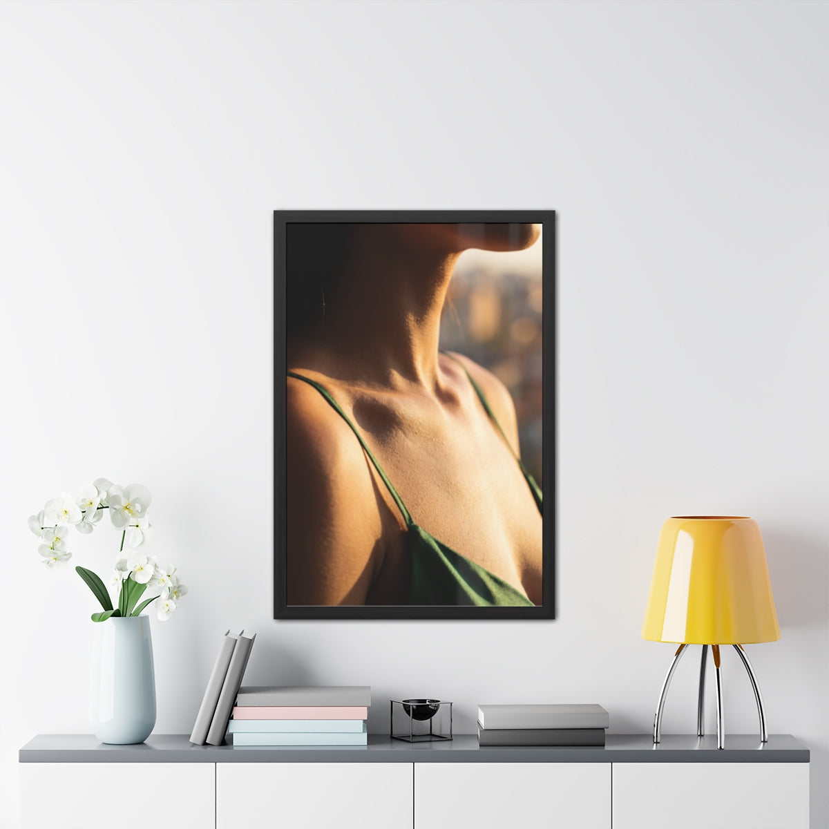 Golden Hour Framed Poster - Elegant Sunkissed Art — Portrait...
