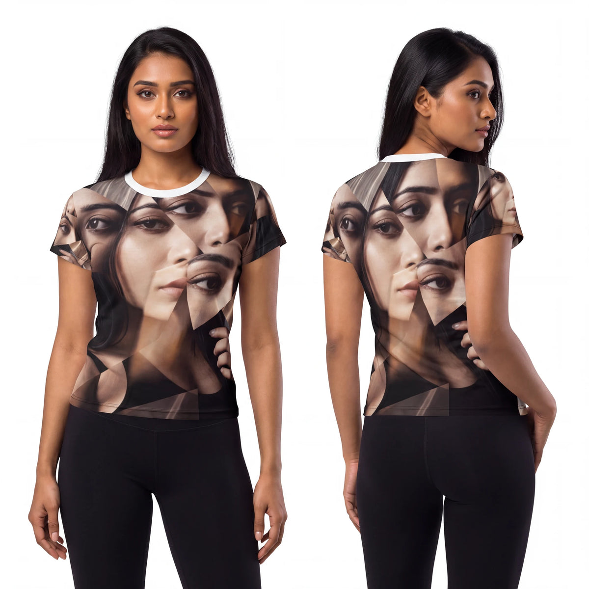 Women's Cut & Sew Tee Abstract Veil Portrait