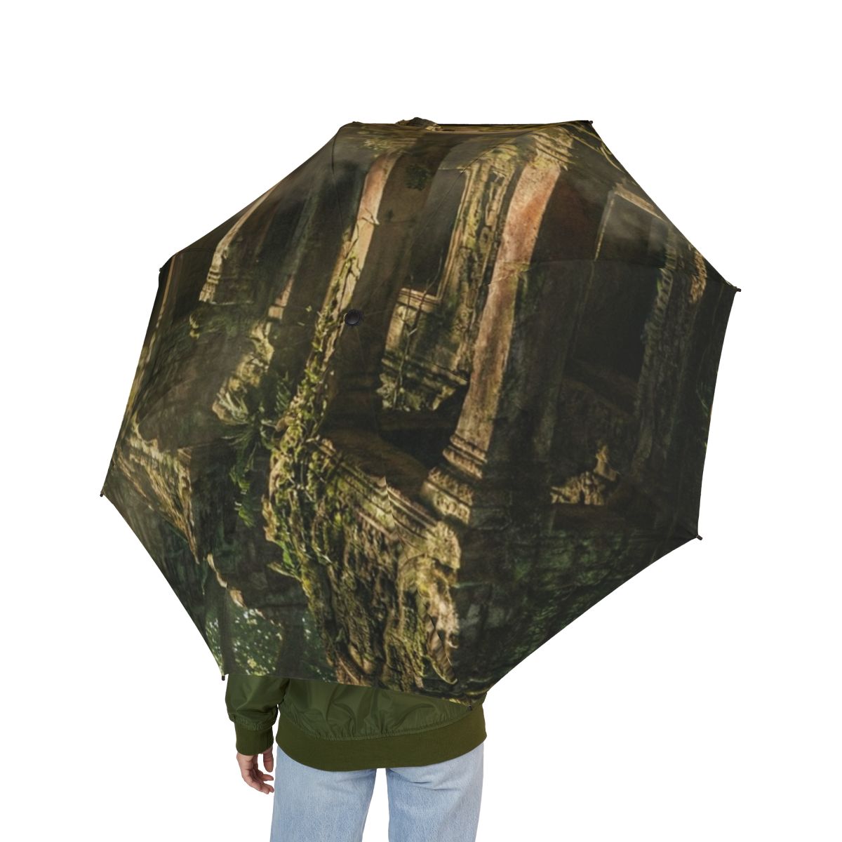 Foldable Umbrella - Overgrown Temple Rain | Echovira Gallery