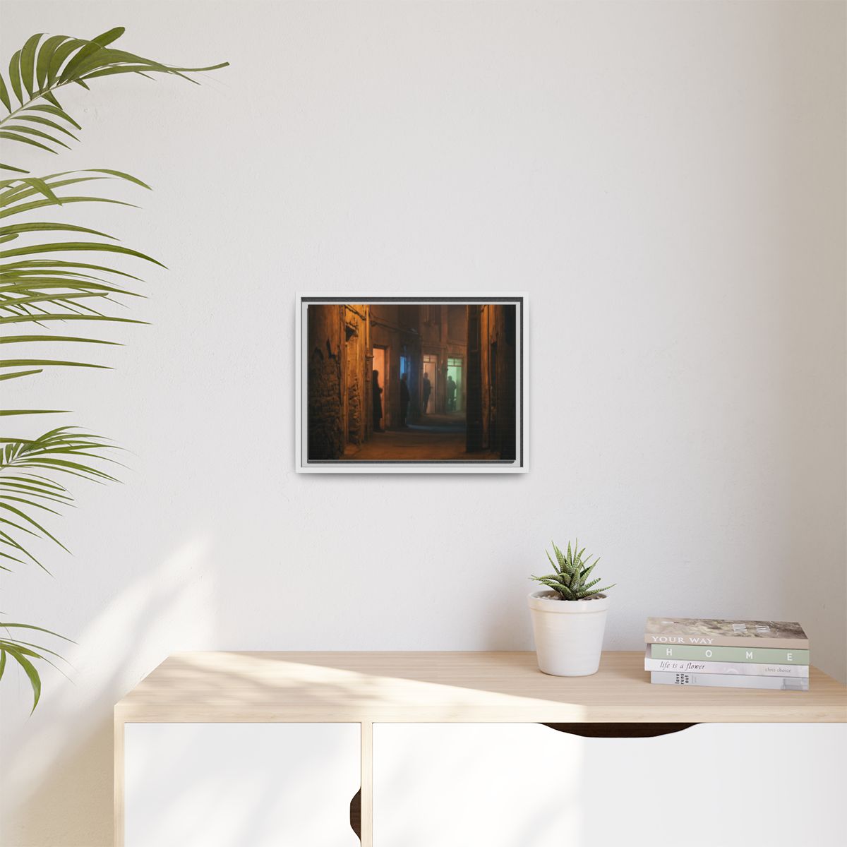 Matte Canvas, Framed - Shadowed Alleyway Mystery Art Print...
