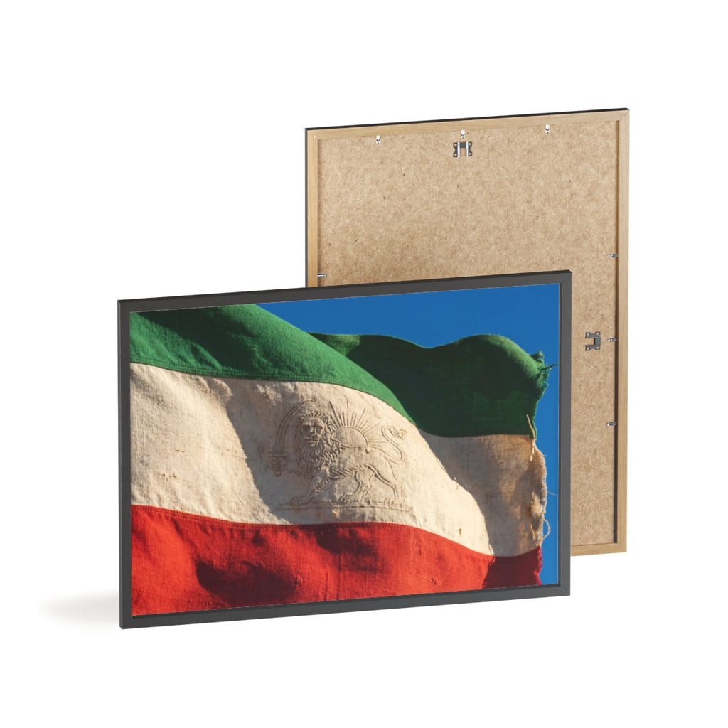 Wood Framed Poster - Vintage Flag — Landscape