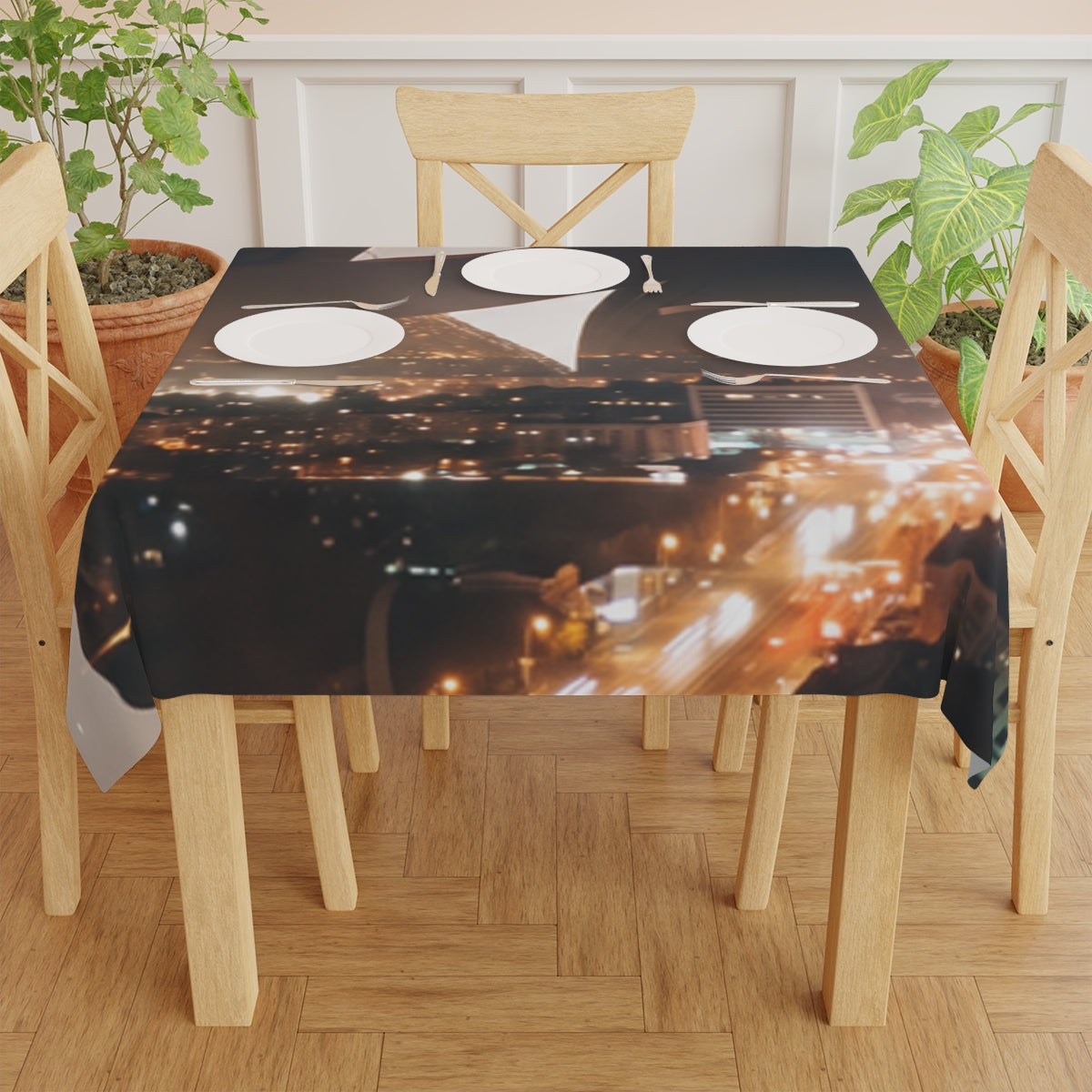Tablecloth - City Lights Skyline | Echovira Gallery