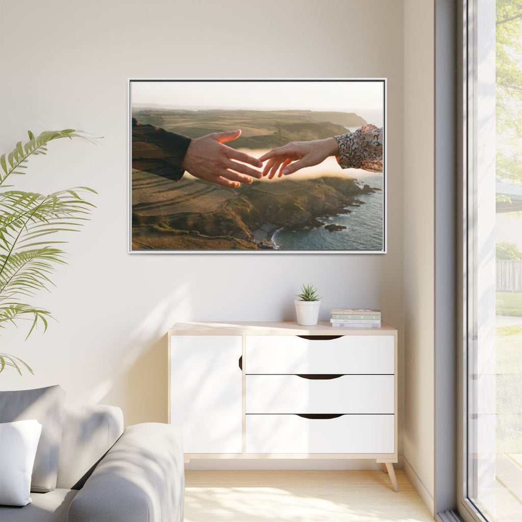 Matte Canvas, Framed - The Infinite Touch | Ethereal Coastal...