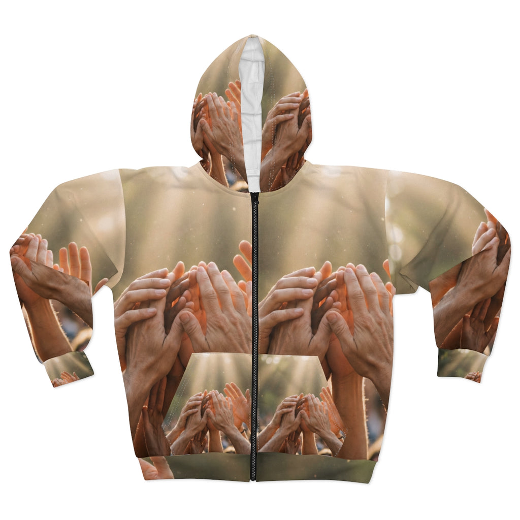 Men's Unisex Zip Hoodie - Golden Rays of Unity Wall Art |...