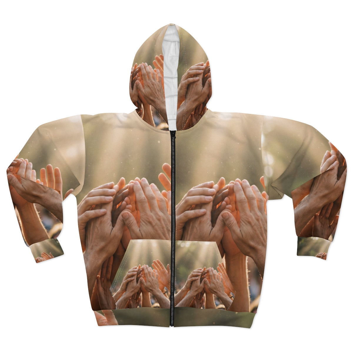 Men's Unisex Zip Hoodie - Golden Rays of Unity Wall Art |...