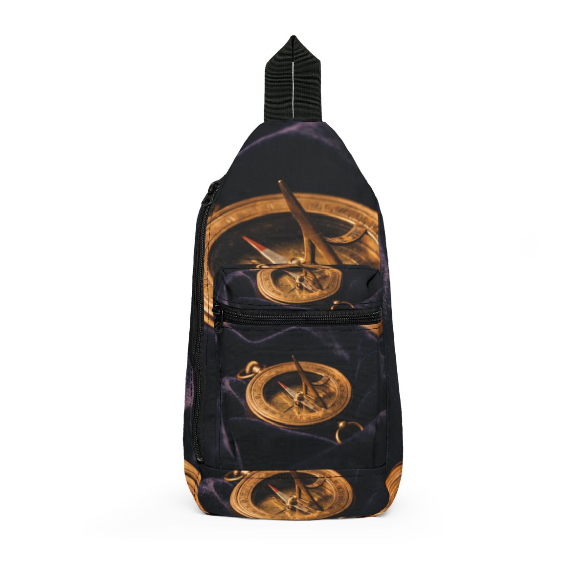 Vintage Brass Sundial Compass Sling Bag