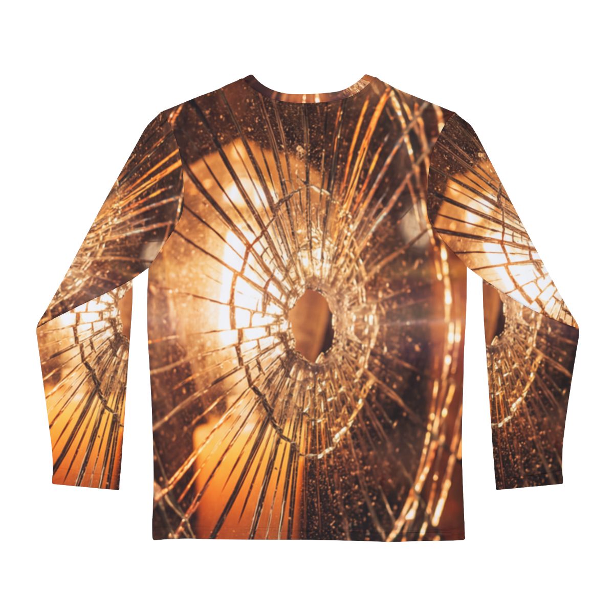 Men's Long Sleeve Shirt - Golden Fractures Shattered Glass...