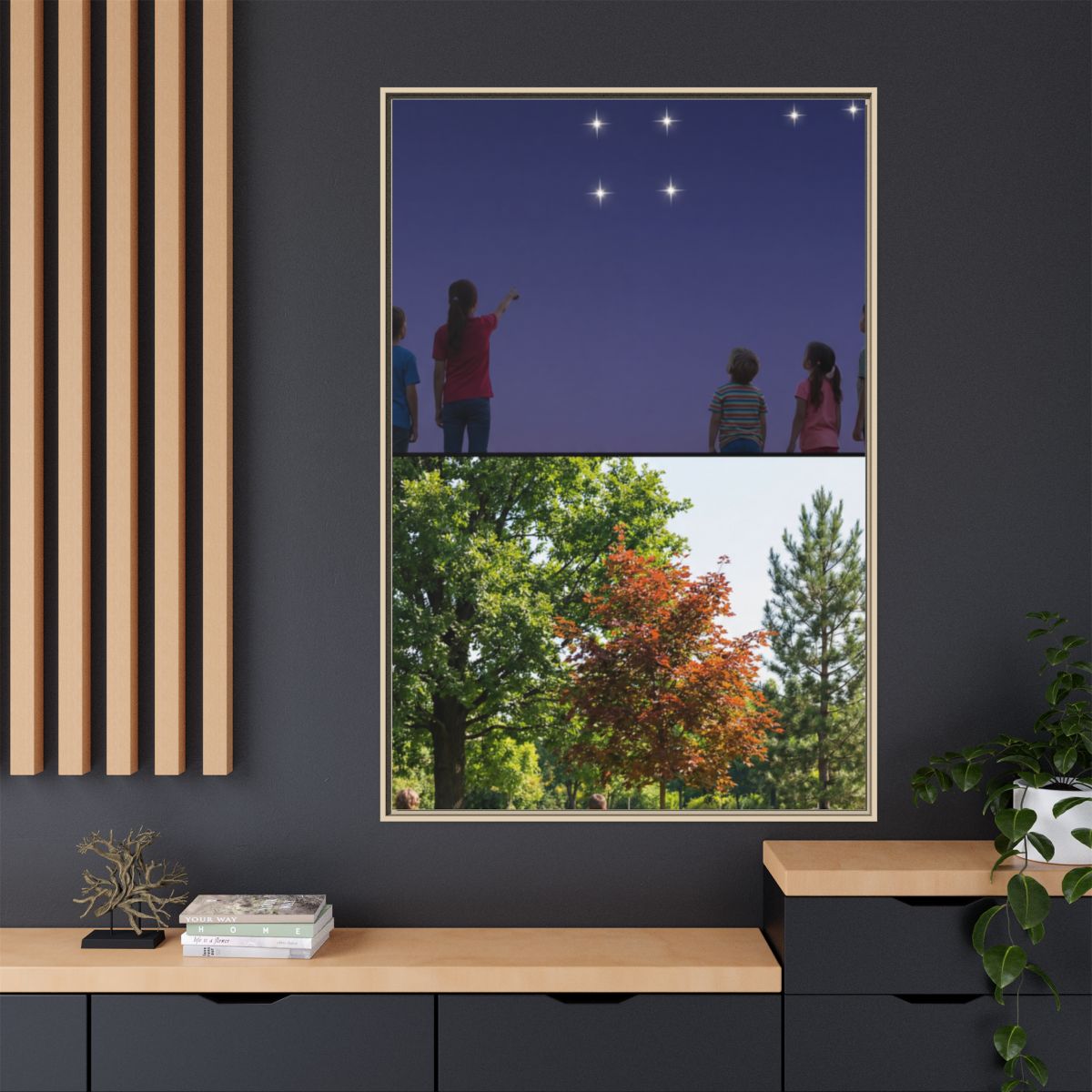 Matte Canvas, Framed - Stardust & Forest Discovery — Natural...