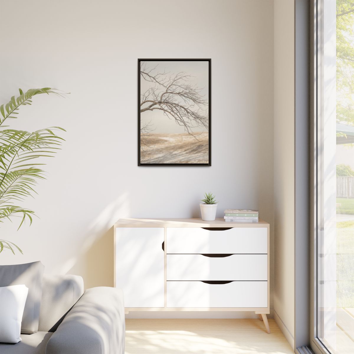 Matte Canvas, Framed - Winter Branch Solitude Landscape —......