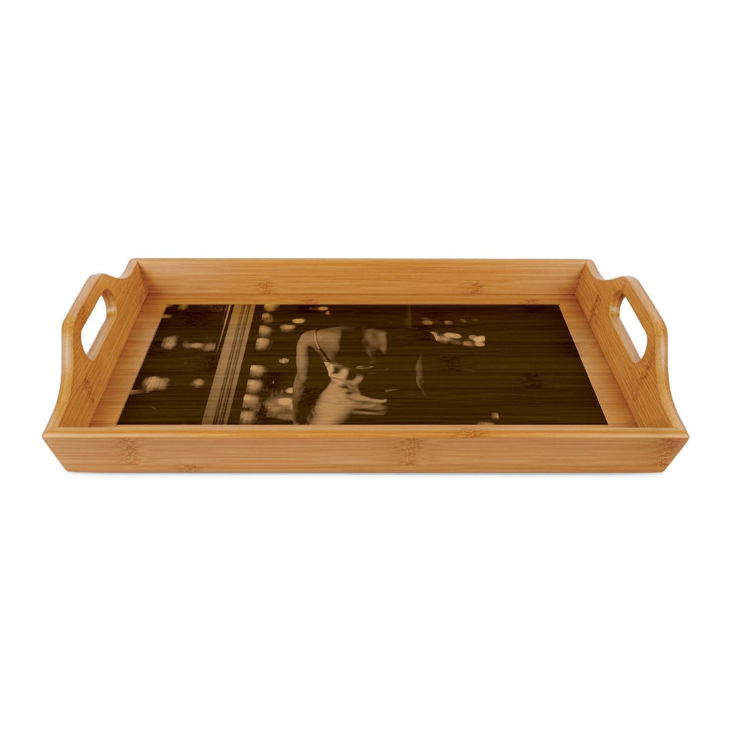 Bamboo Serving Tray - Rainy City Grid | Echovira Gallery