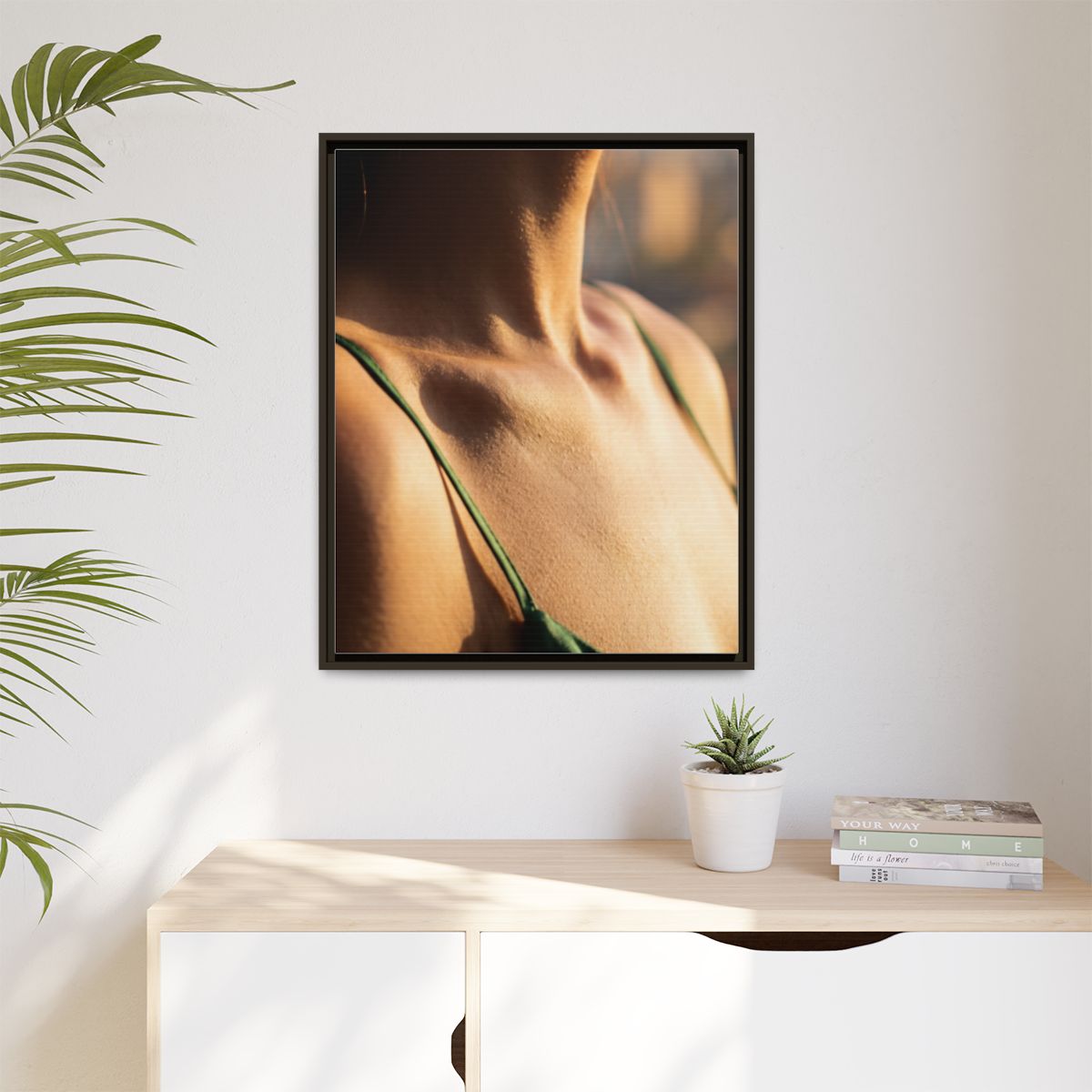 Golden Hour Matte Canvas - Framed Sunset Wall Art — Espresso...