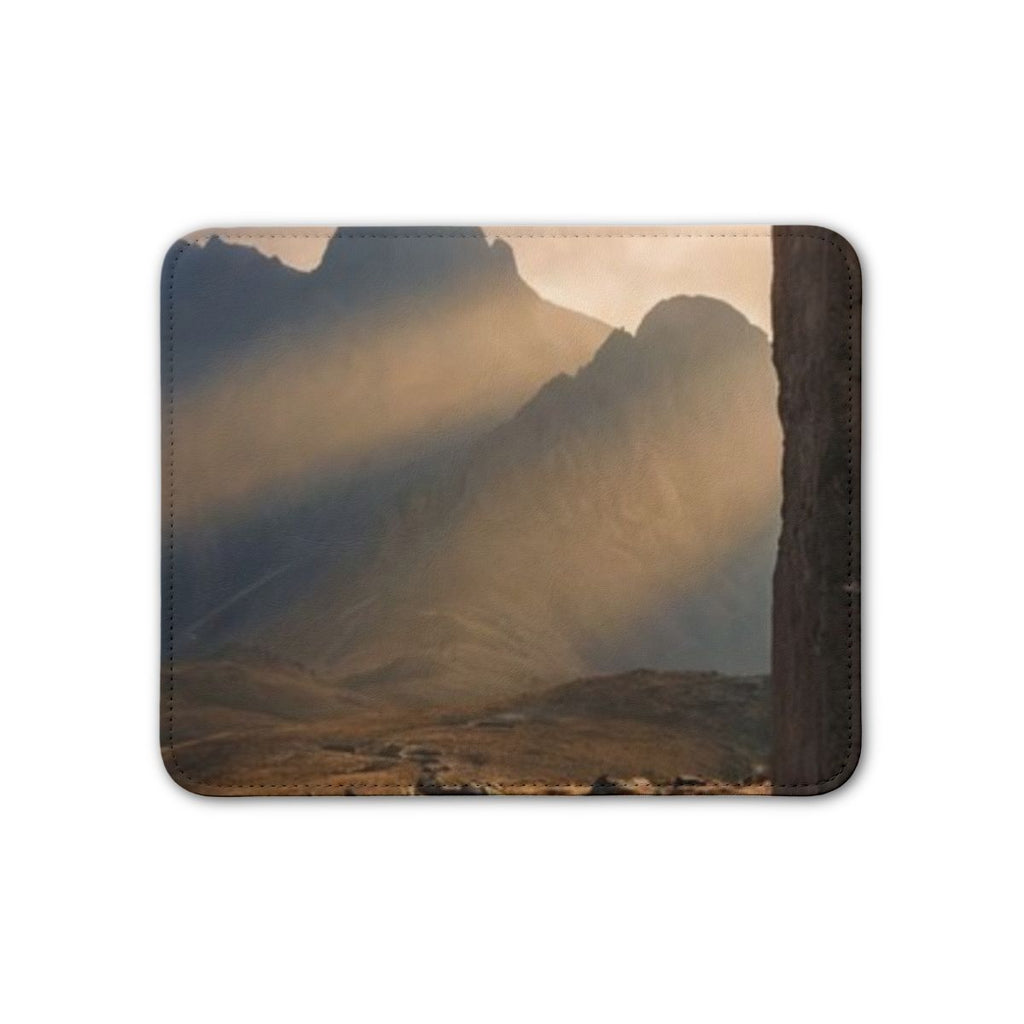 Leather Placemat - Mystic Monolith Ancient Persian Mountain...