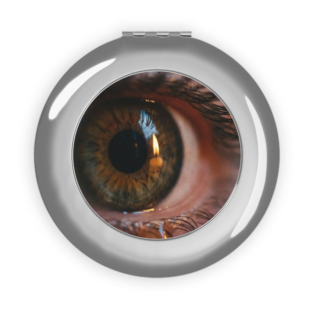 Compact Travel Mirror - Amber Iris Reflection Fine Art Print...