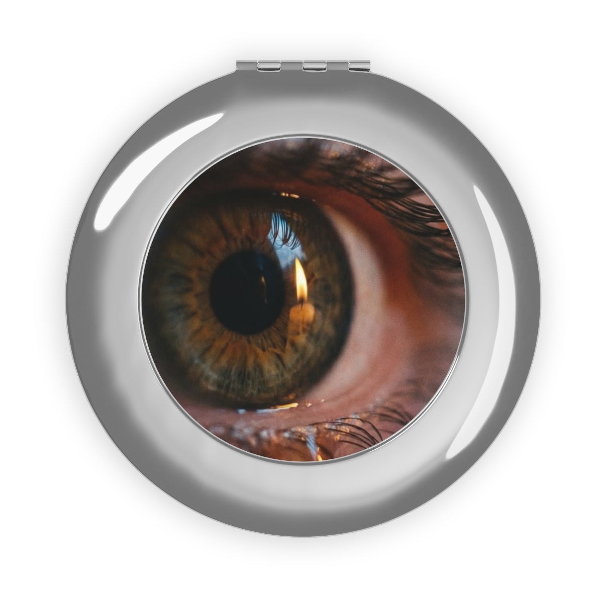 Compact Travel Mirror - Amber Iris Reflection Fine Art Print...