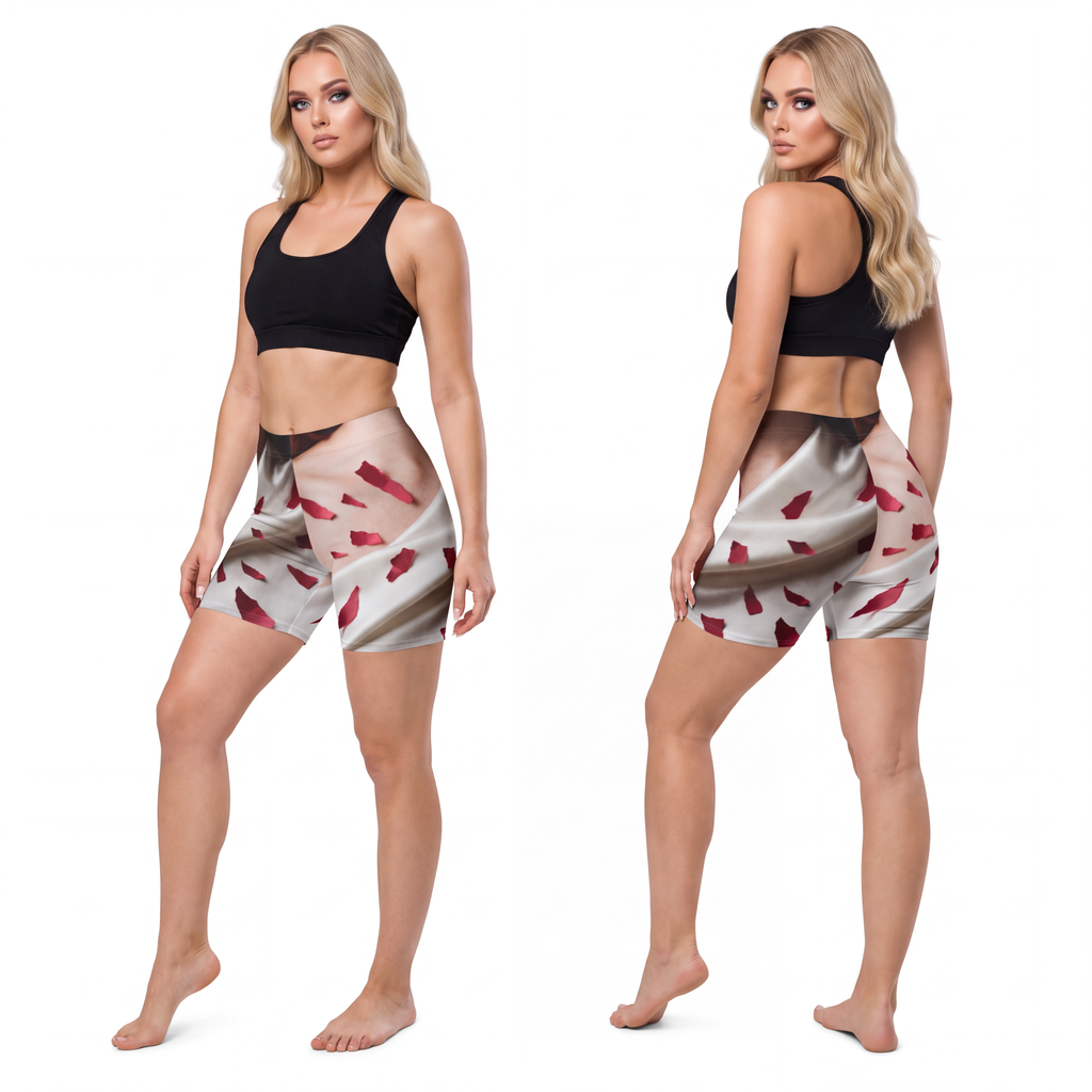 Women's Biker Shorts - Crimson Silk | Echovira Gallery