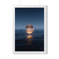 Framed Vertical Poster - Glowing Ocean Horizon — White... |...