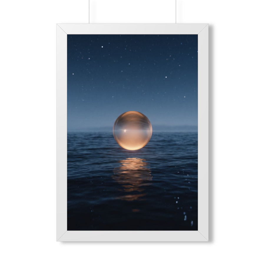 Framed Vertical Poster - Glowing Ocean Horizon — White (11×14, 12×16, 16×16, 16×20, 16×24, 12×36 & 20×30)