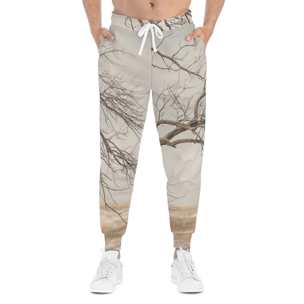 Men's Athletic Joggers - Silent Branches Winter Landscape......
