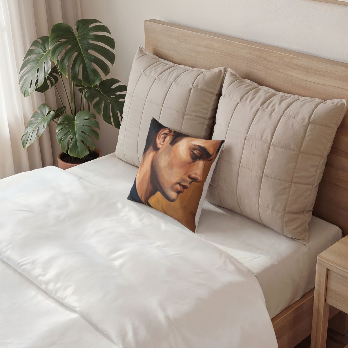 Poly Velvet Pillow - Art Deco Noir Gentleman Portrait Fine...