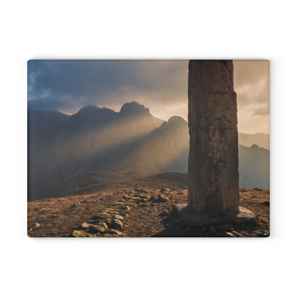 Glass Cutting Board - Mystic Peaks