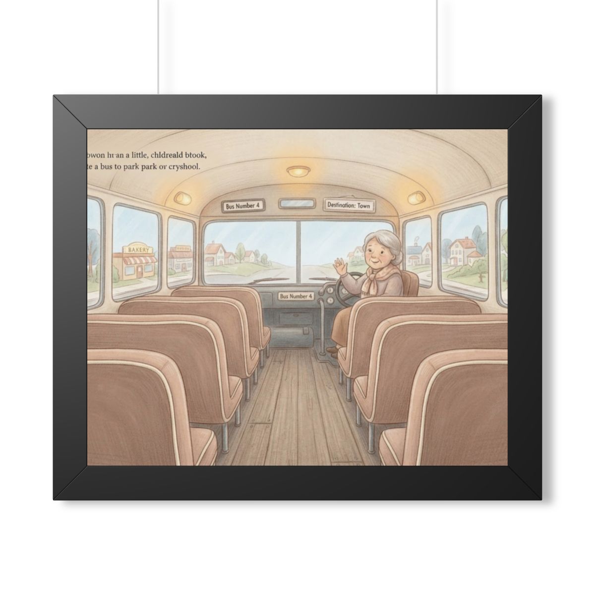 Framed Horizontal Poster - Storybook Bus Ride Whimsical Wall...