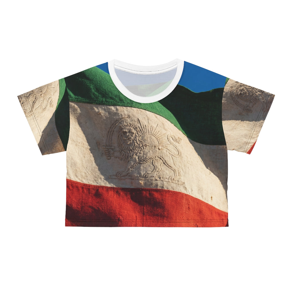 Crop Tee - Vintage Persian Lion and Sun Heritage Flag |...