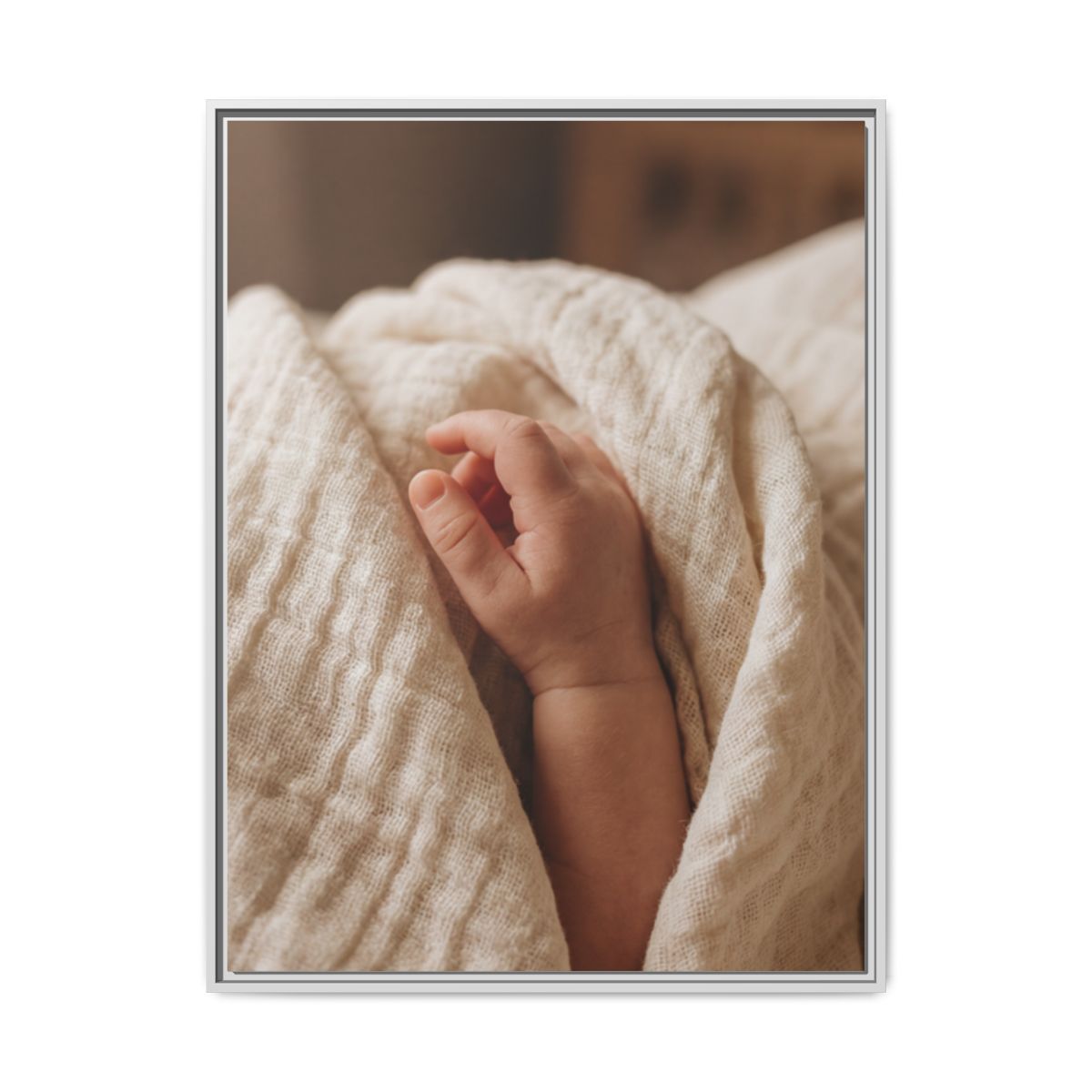Framed Matte Canvas - Tender Newborn Hand (8×10, 9×12... |...