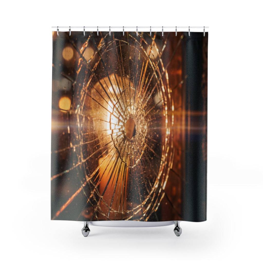 Shower Curtains - Shattered Light Wall Art - Amber Noir... |...