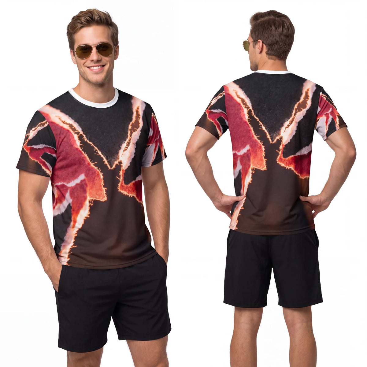 Men's Cut & Sew Tee - Crimson Edge | Echovira Gallery