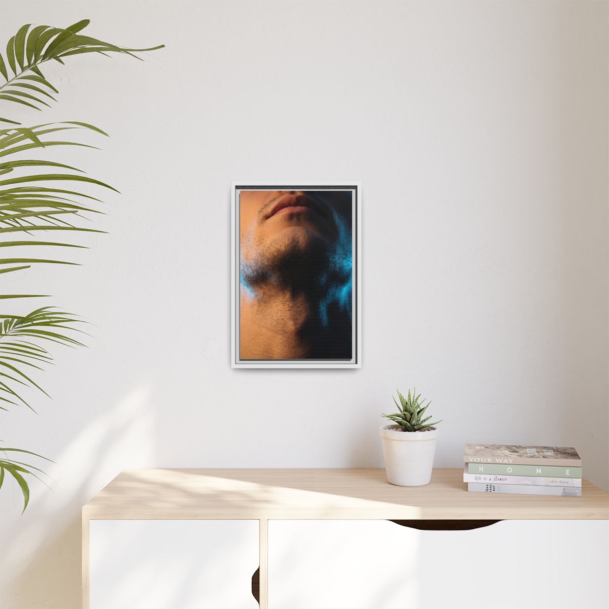 Matte Canvas, Framed - Neon Shadows Cinematic Portrait Art...