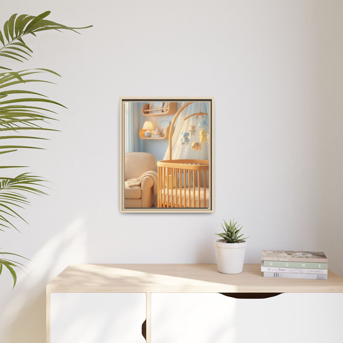 Matte Canvas, Framed - Dreamy Serene Nursery Art — Natural /...