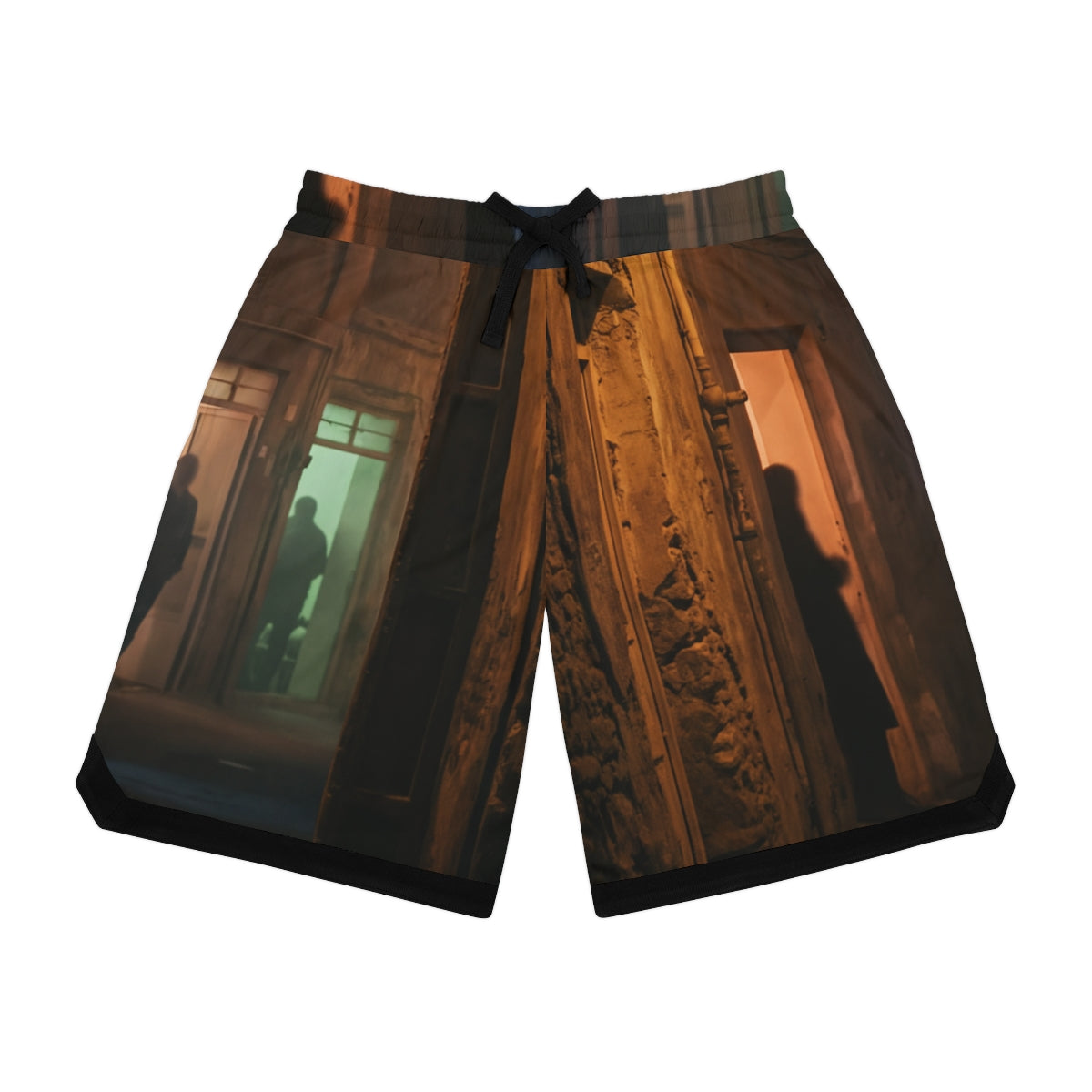 Basketball Rib Shorts - Shadowed Alleyway Mystery Art Print...