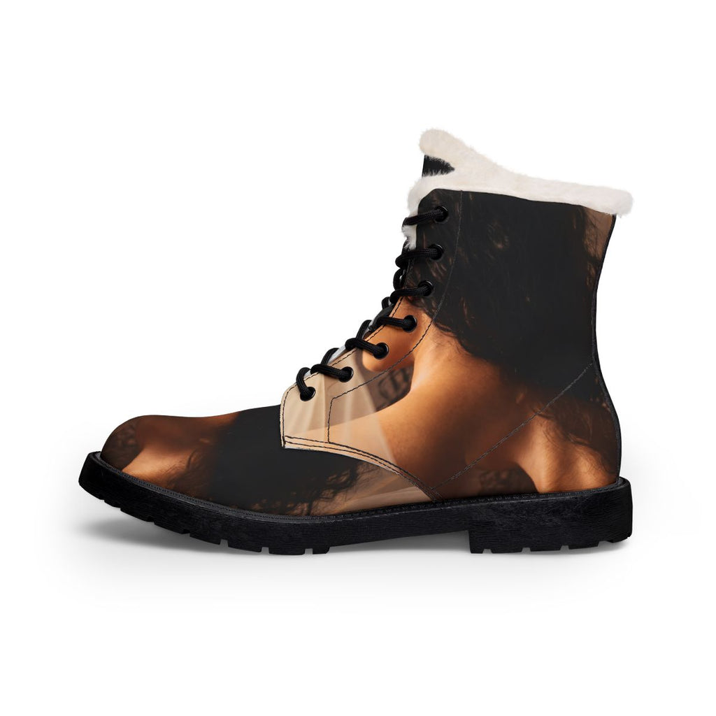 Men's Fur Leather Boots Chiaroscuro Art