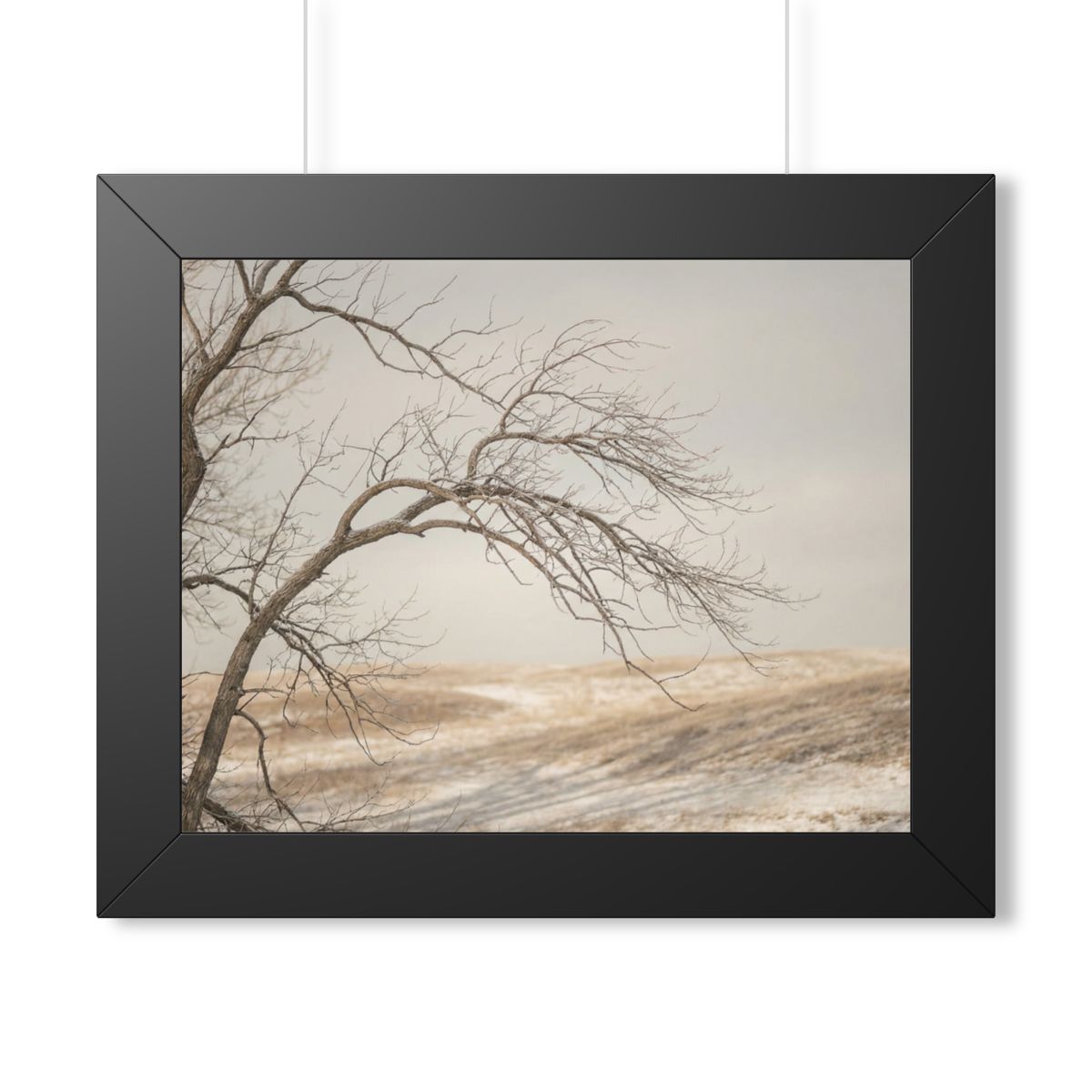 Framed Horizontal Poster - Winter Branch Solitude Landscape...