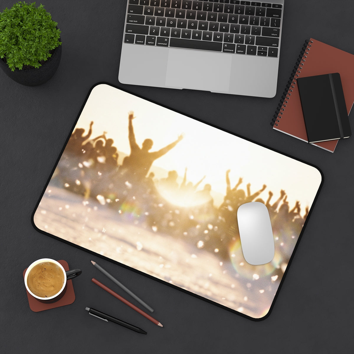 Golden Hour Crowd Celebration Desk Mat
