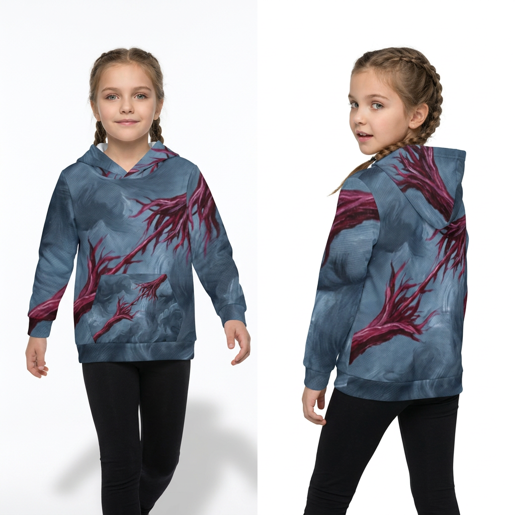Children's Hoodie Abstract Crimson Cord Art