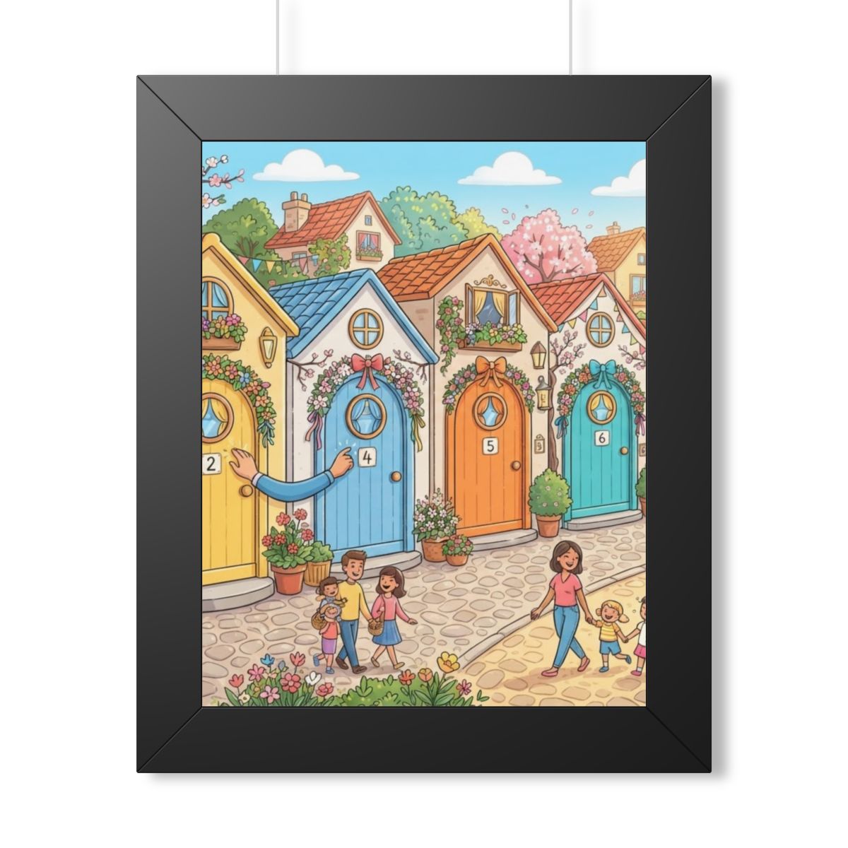Framed Vertical Poster - Storybook Lane Gateway — Black... |...